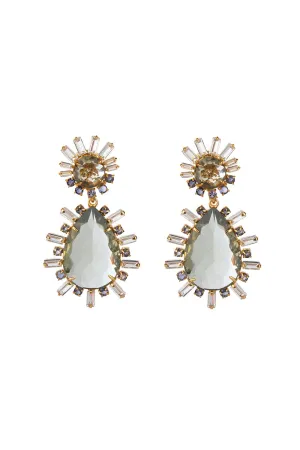 Clear Quartz Green Amethyst Earrings