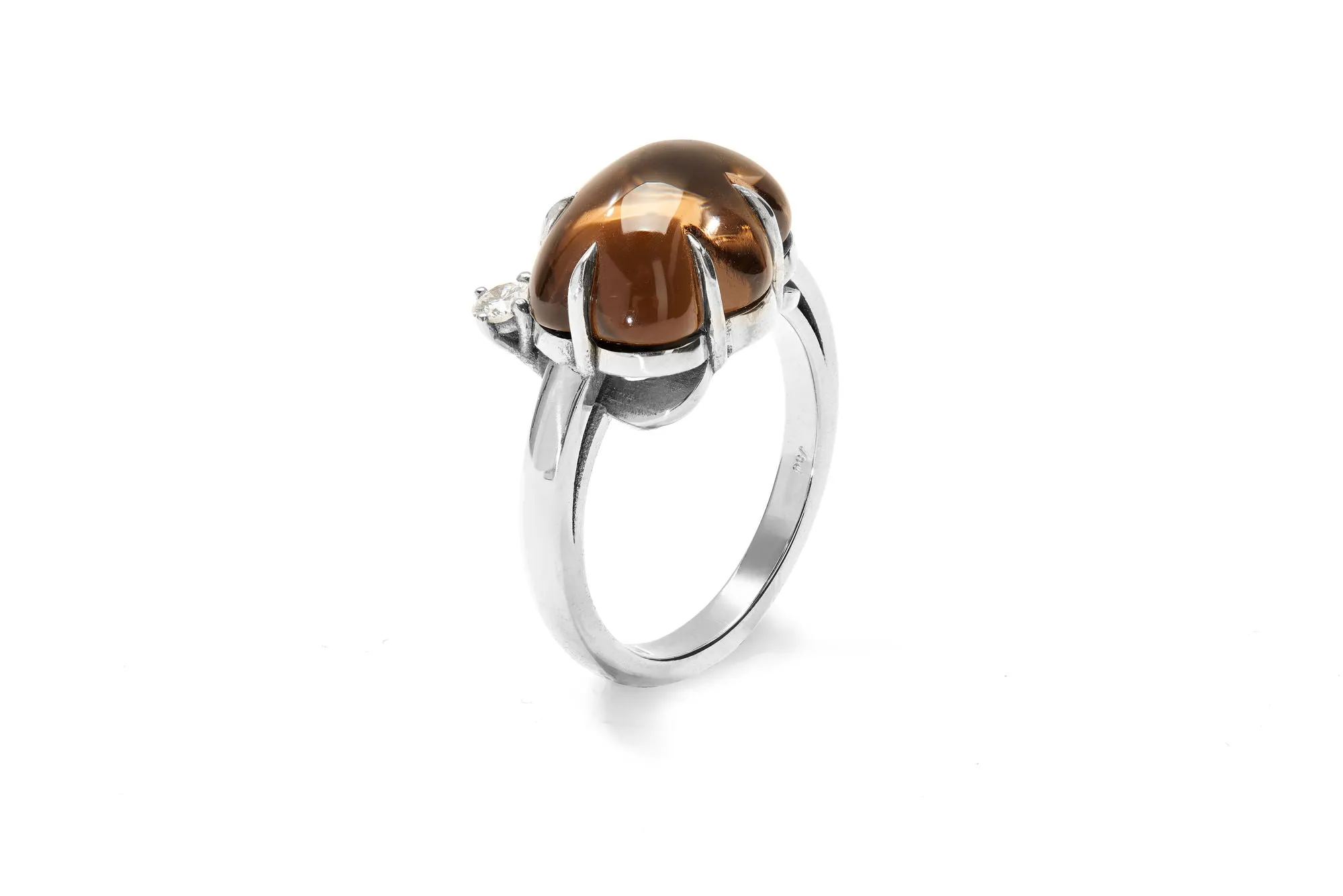 Cloud 18K Whitegold Ring w. Smokey Quartz & Diamond