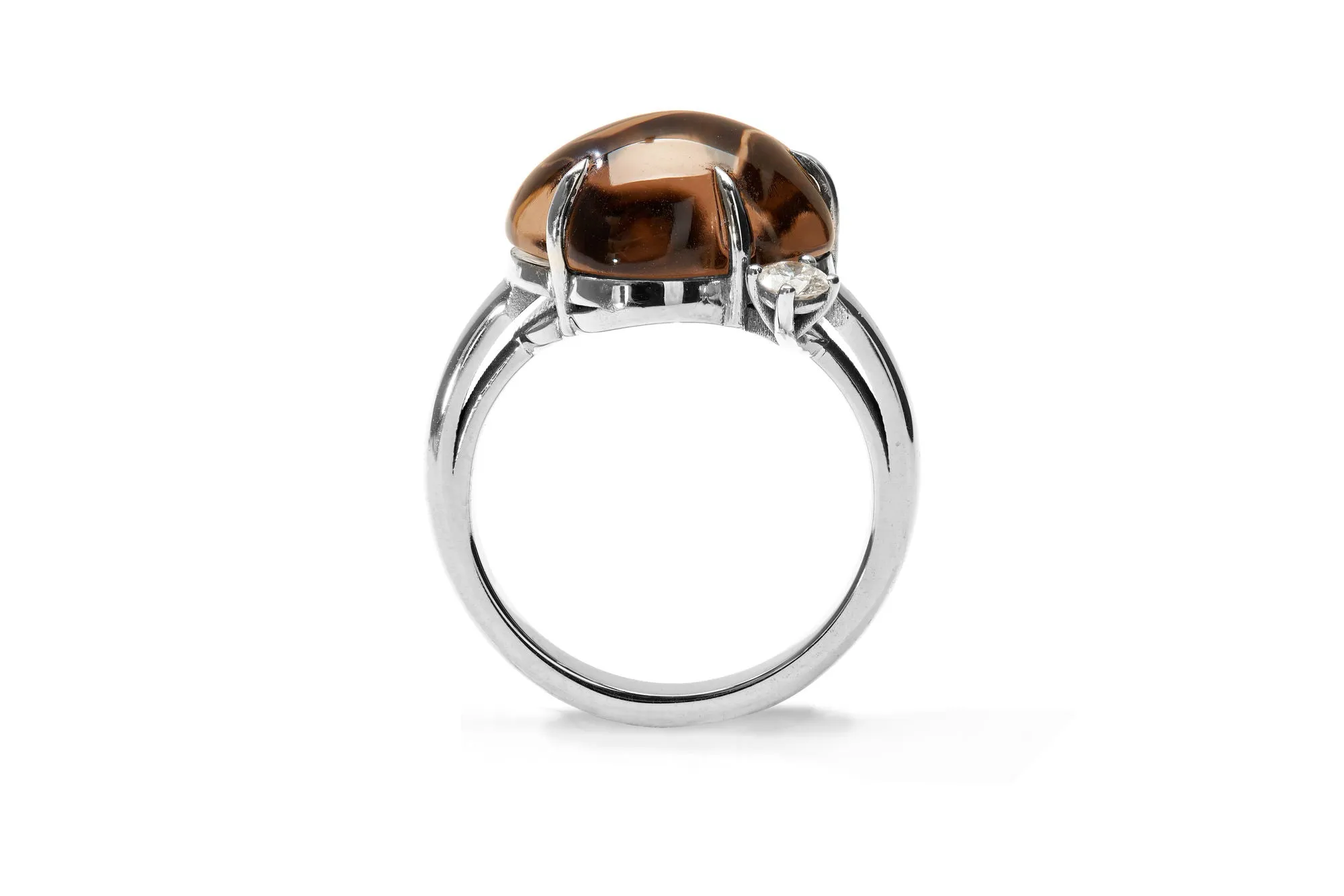Cloud 18K Whitegold Ring w. Smokey Quartz & Diamond