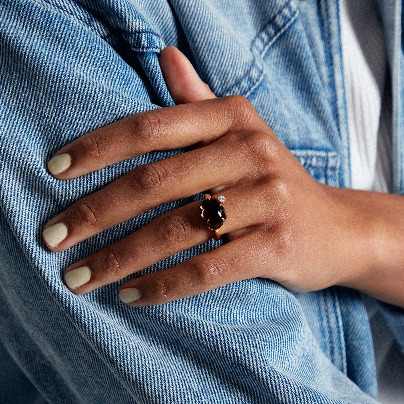 Cloud 18K Whitegold Ring w. Smokey Quartz & Diamond