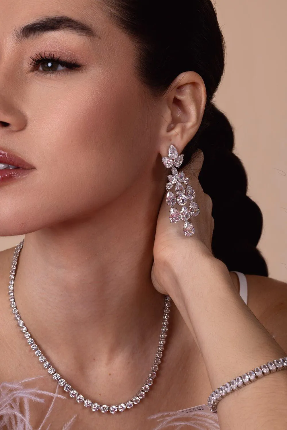 Cluster Pear Drop Earrings