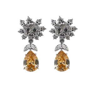 Cluster Pear Shape Drop Earrings