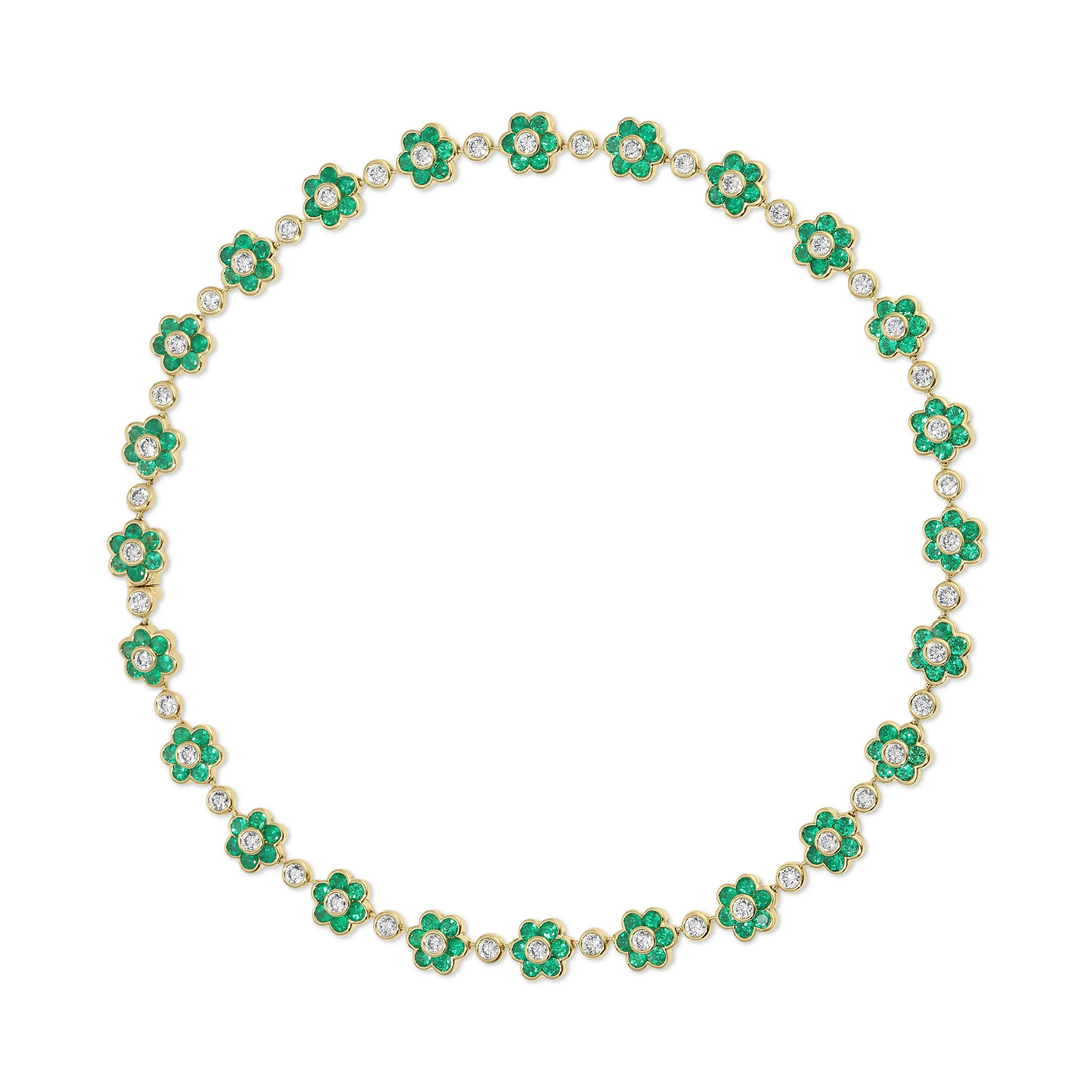 COLOMBIAN EMERALD AND DIAMOND FLORA CHOKER Anita Ko