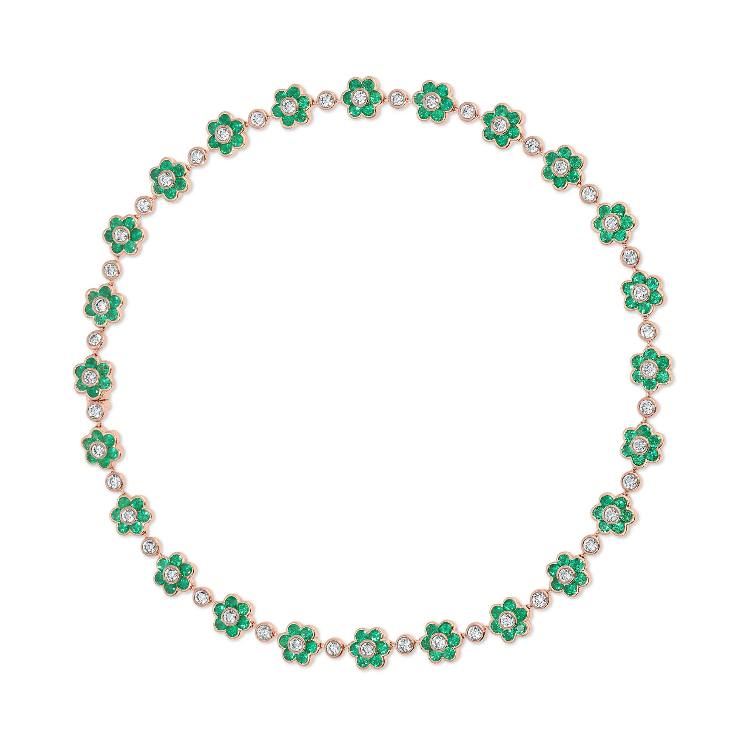 COLOMBIAN EMERALD AND DIAMOND FLORA CHOKER Anita Ko