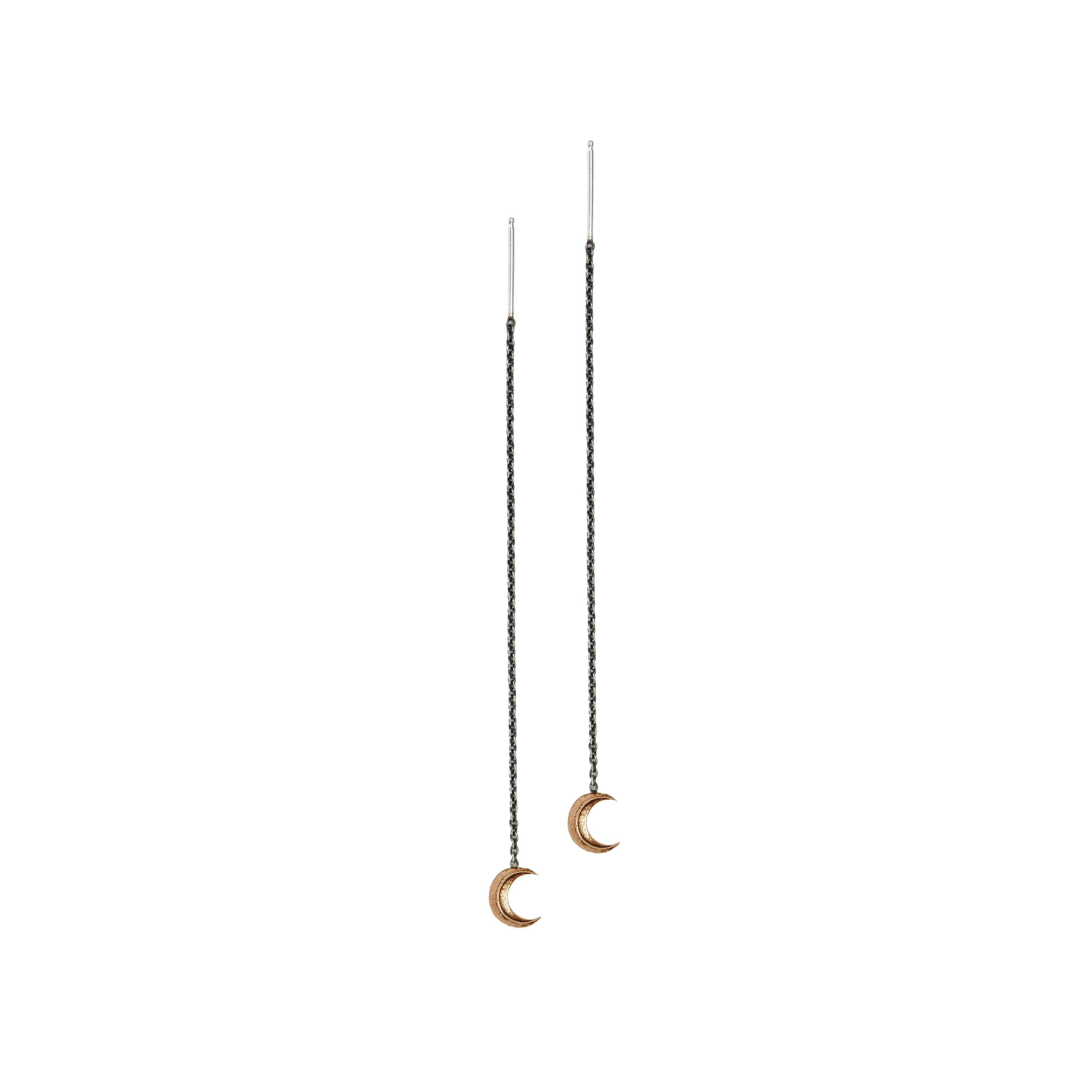 Crescent Moon Symbol Thread Through Earring