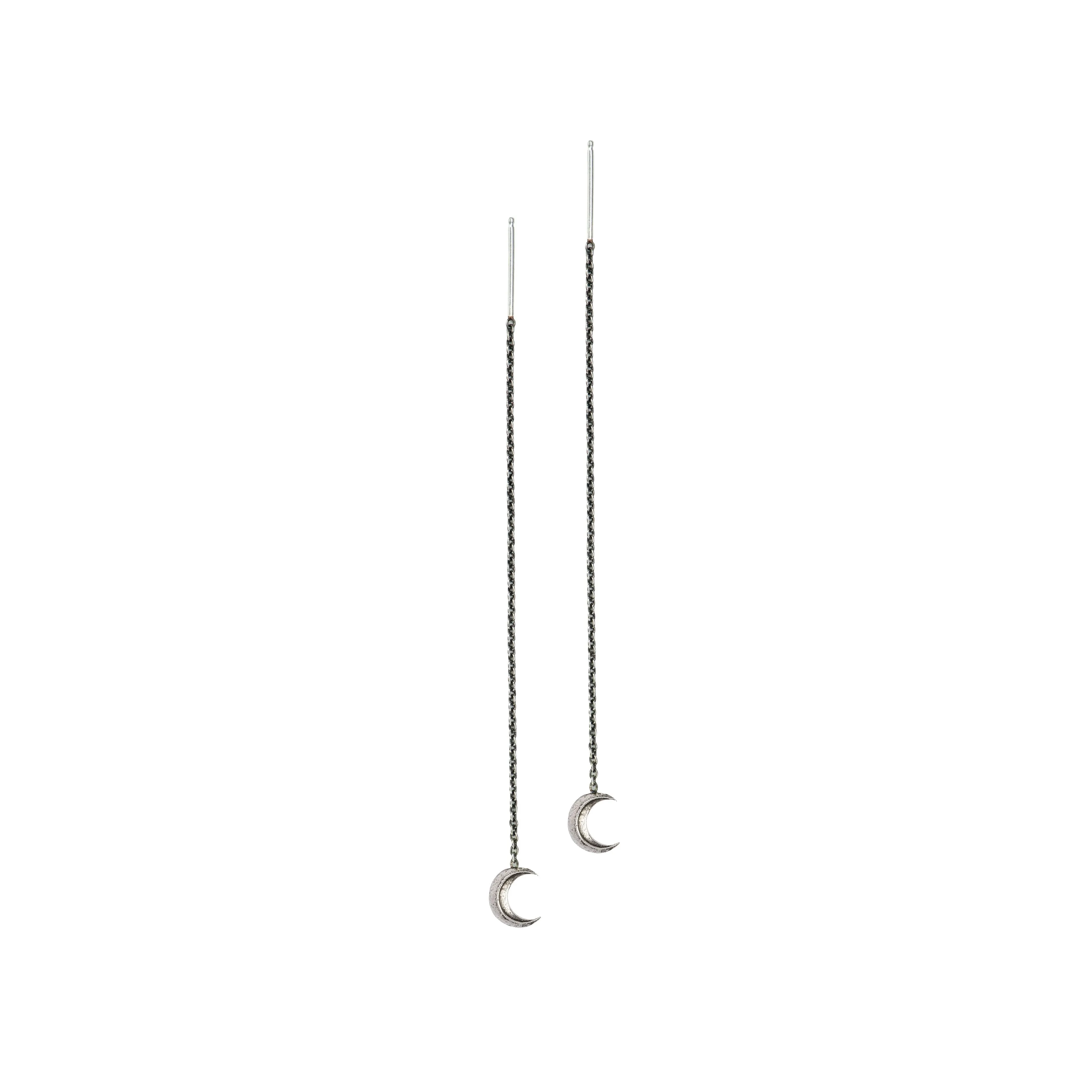 Crescent Moon Symbol Thread Through Earring