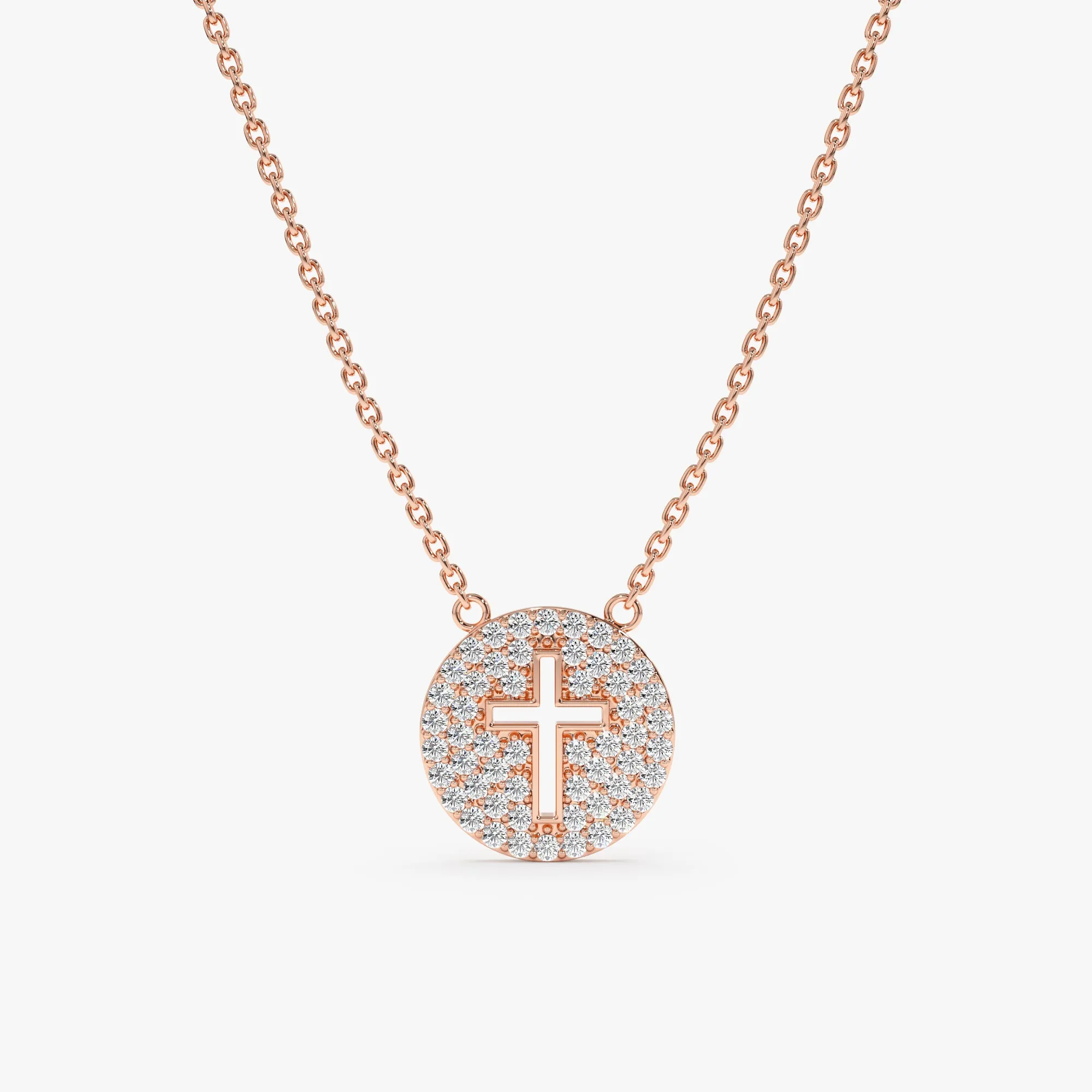 Cross Cutout Diamond Disc Necklace, Magdalen SARAHELISE