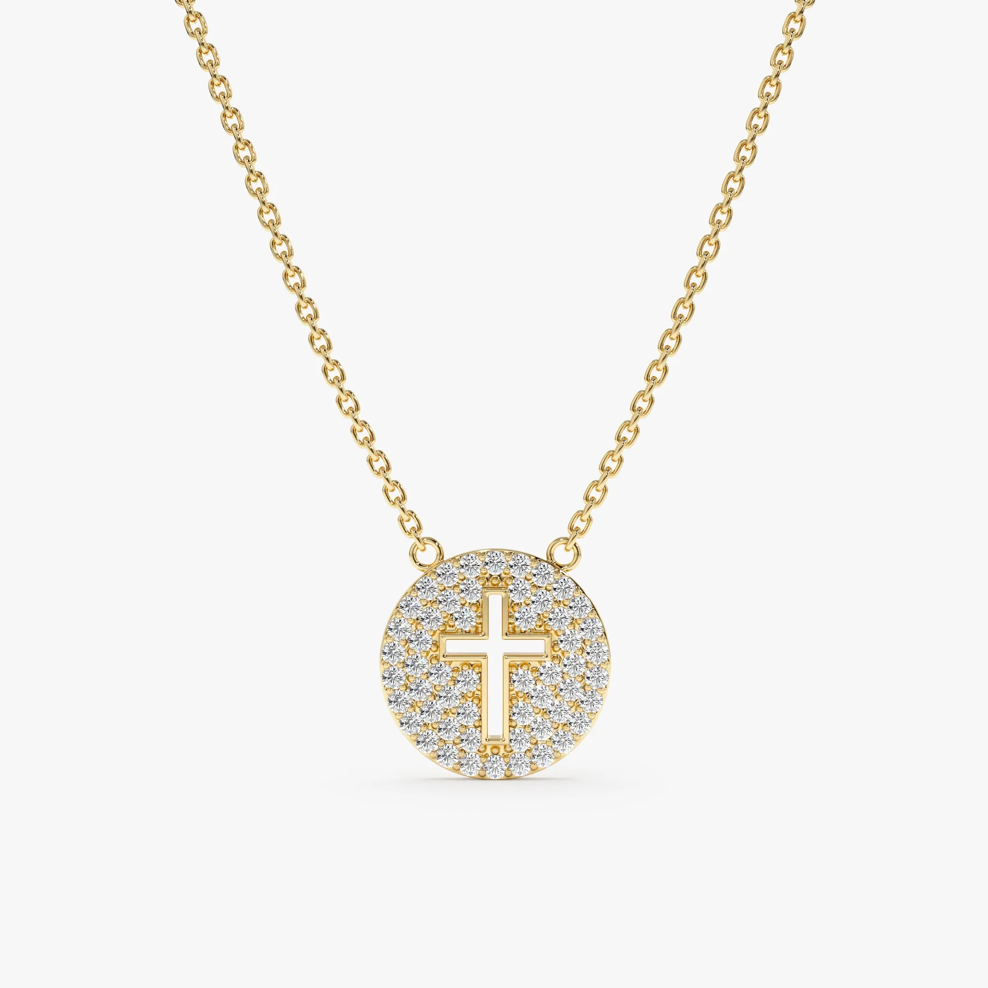 Cross Cutout Diamond Disc Necklace, Magdalen SARAHELISE