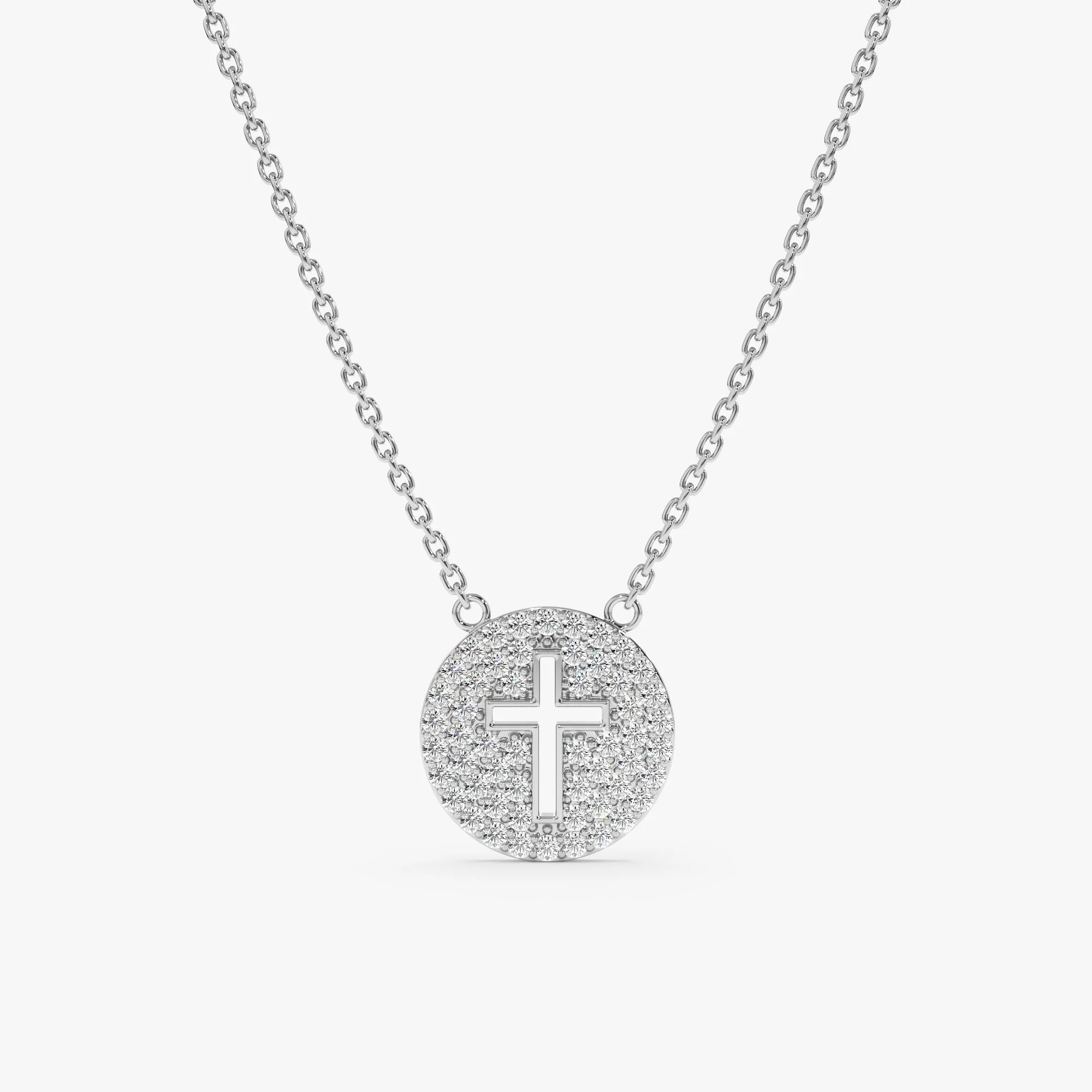 Cross Cutout Diamond Disc Necklace, Magdalen SARAHELISE