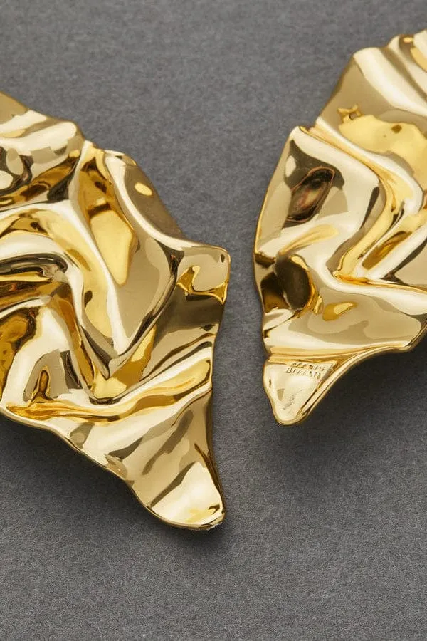 Crumpled Gold Post Earrings