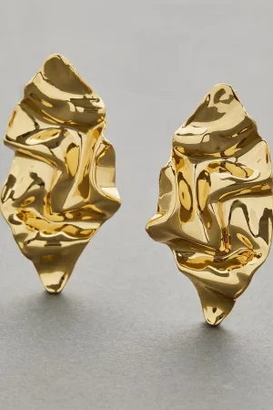 Crumpled Gold Post Earrings
