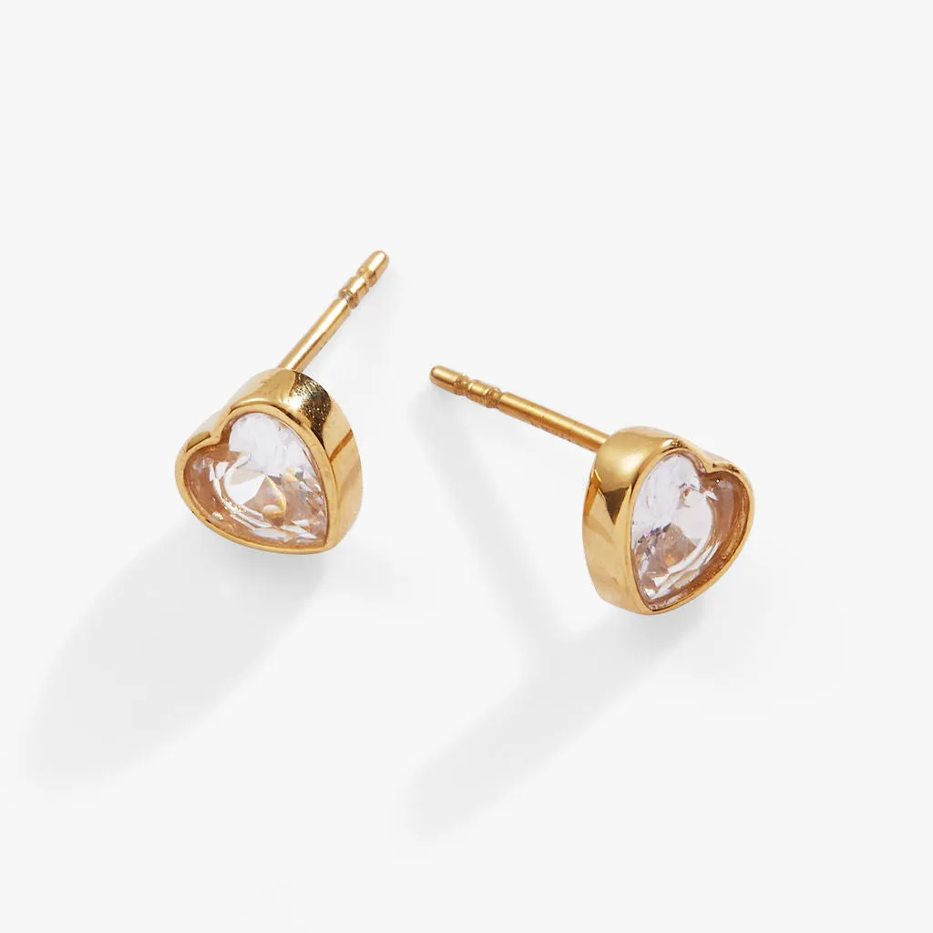 Crystal Heart Mini Stud Earrings