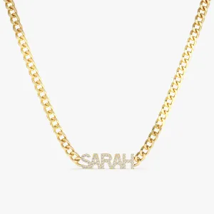 Cuban Chain Diamond Name Necklace, Vivian SARAHELISE