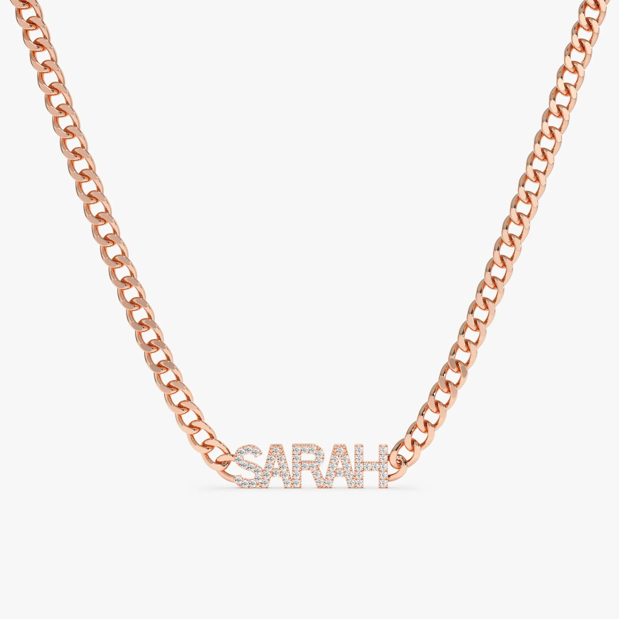 Cuban Chain Diamond Name Necklace, Vivian SARAHELISE
