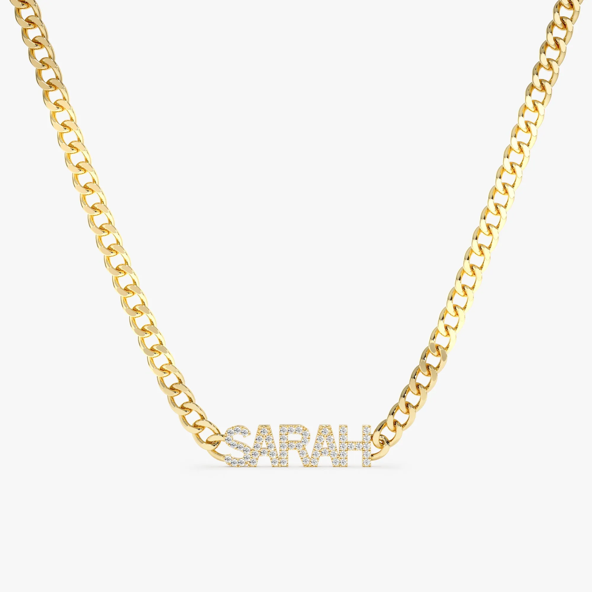 Cuban Chain Diamond Name Necklace, Vivian SARAHELISE