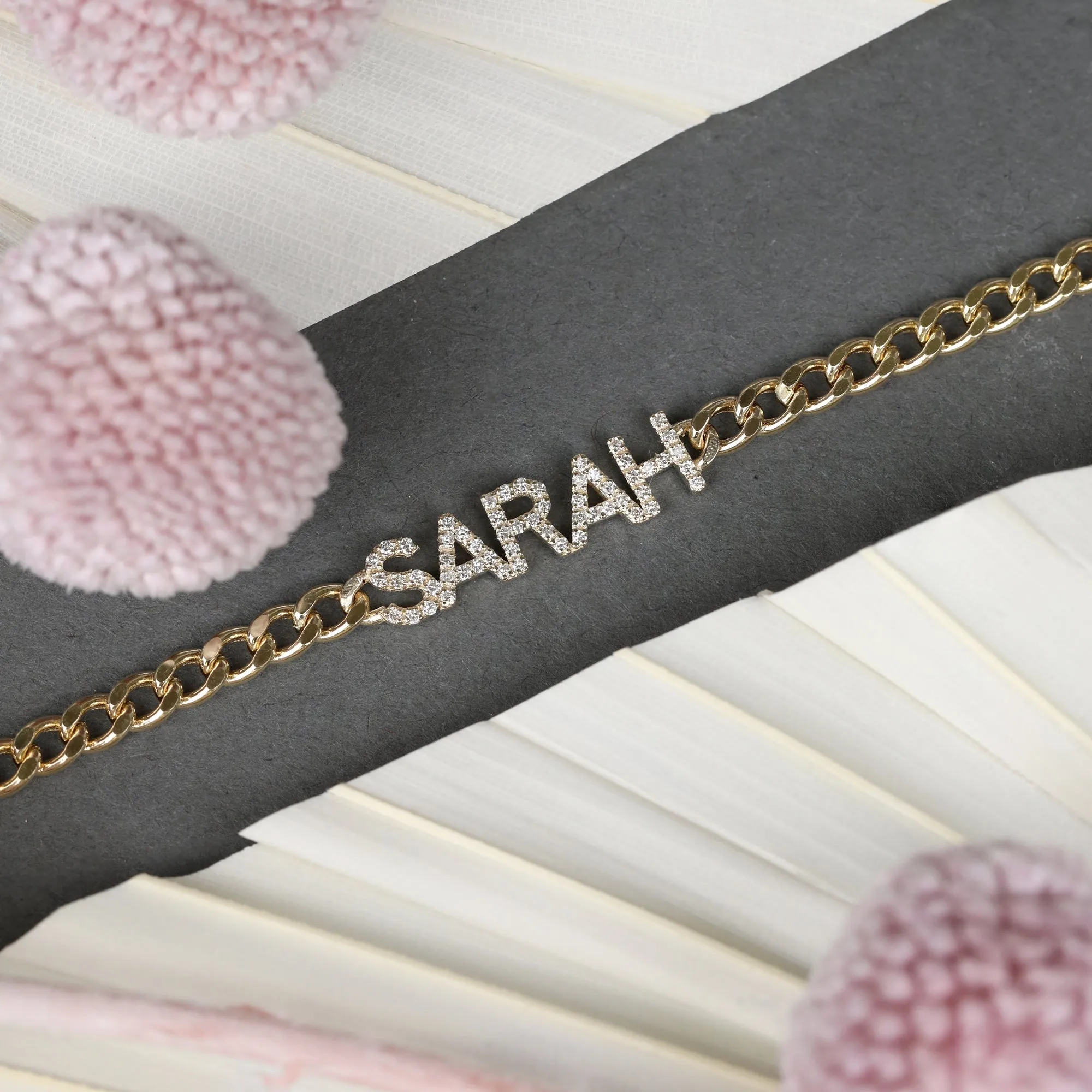 Cuban Chain Diamond Name Necklace, Vivian SARAHELISE