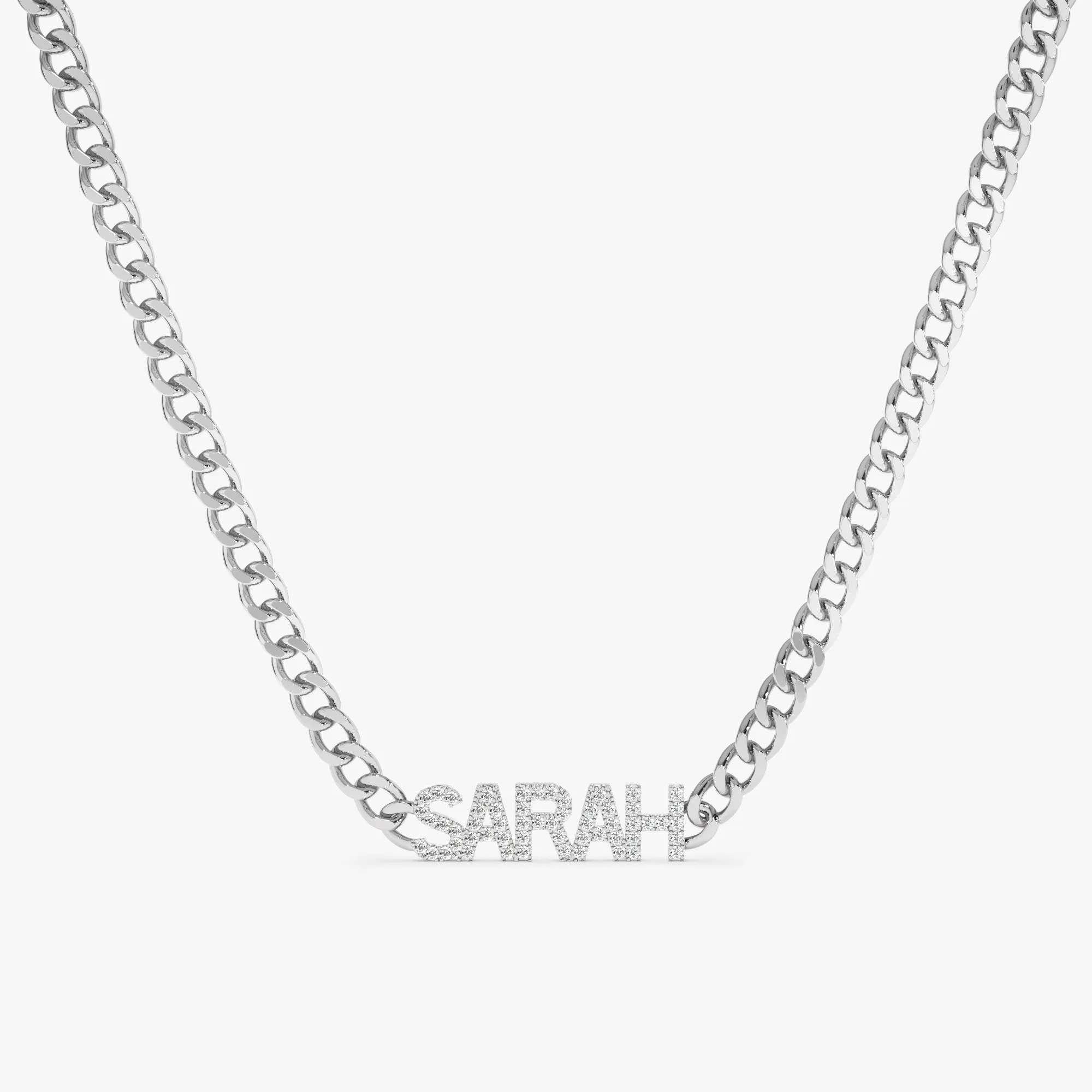 Cuban Chain Diamond Name Necklace, Vivian SARAHELISE