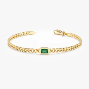 Cuban Chain Emerald Bracelet, Chandler SARAHELISE