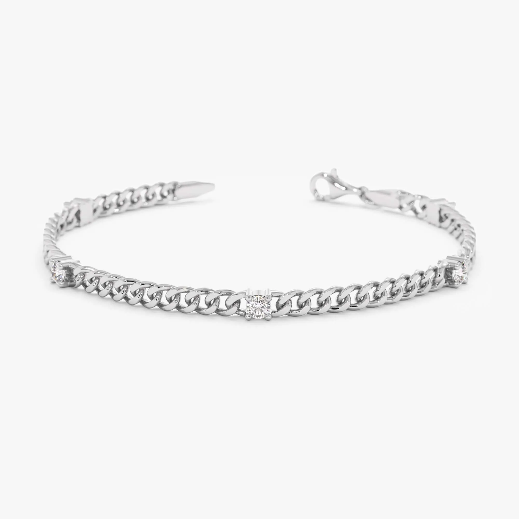 Cuban Link Diamond Station Bracelet, Salma SARAHELISE