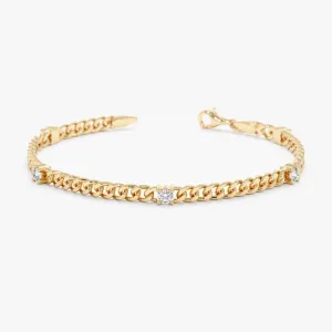 Cuban Link Diamond Station Bracelet, Salma SARAHELISE