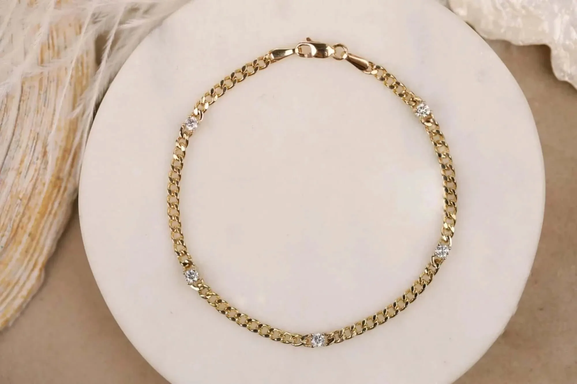 Cuban Link Diamond Station Bracelet, Salma SARAHELISE