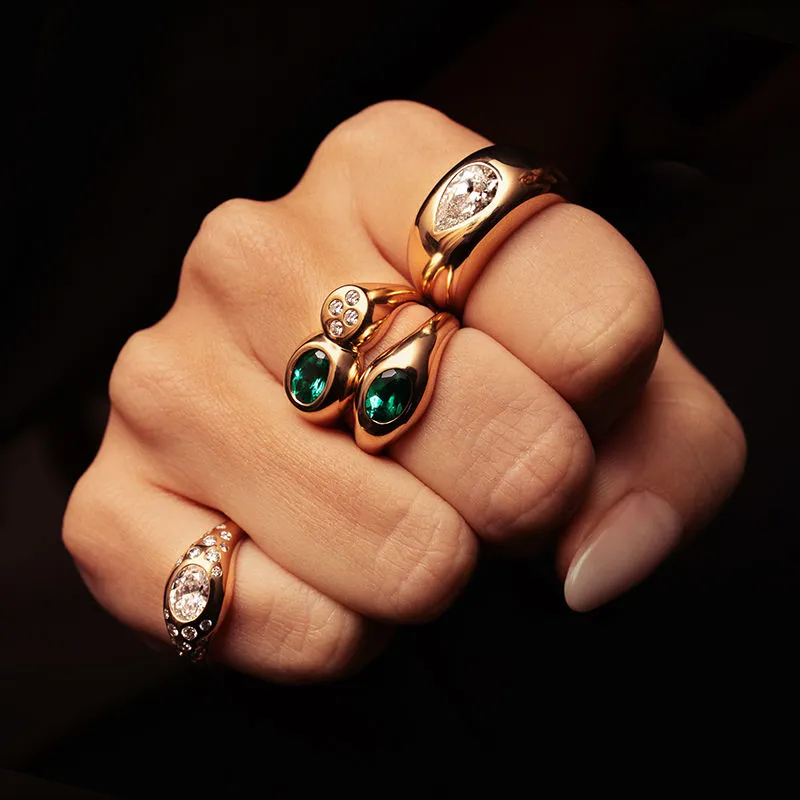 Curve Duo 18K Gold Ring w. Diamonds