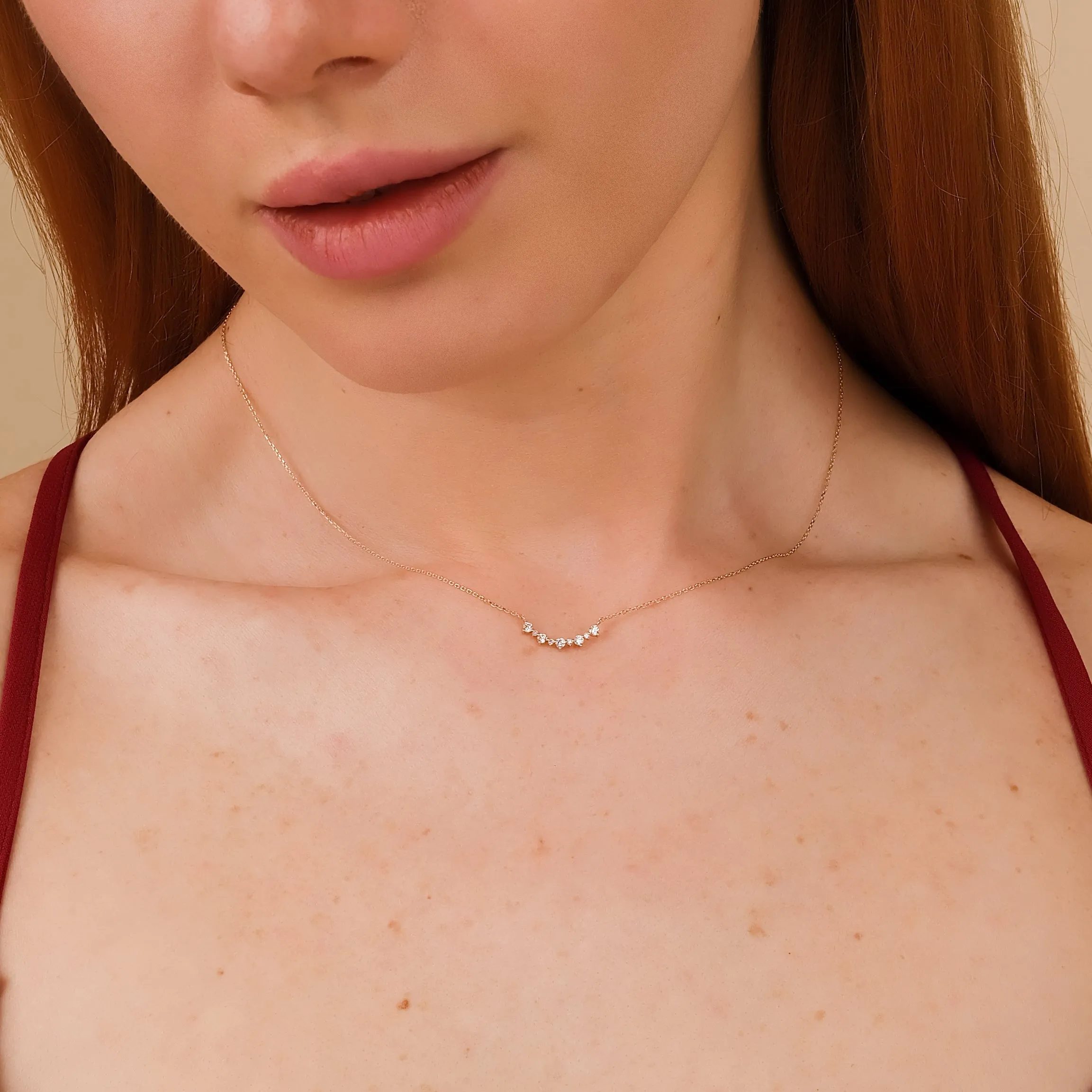 Curved Diamond Bar Necklace, Rya SARAHELISE