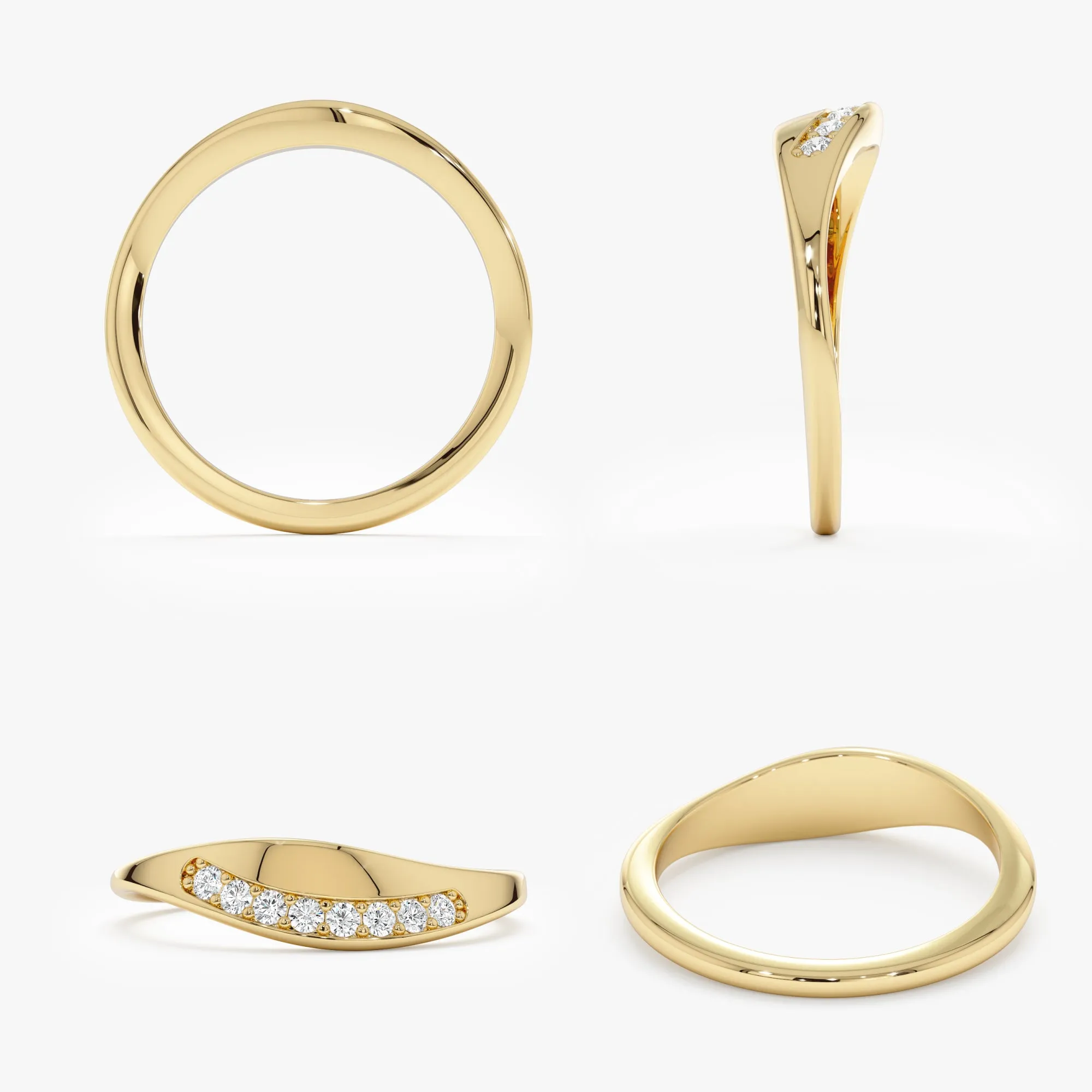 Curved Stacking Diamond Ring Set, Candice SARAHELISE