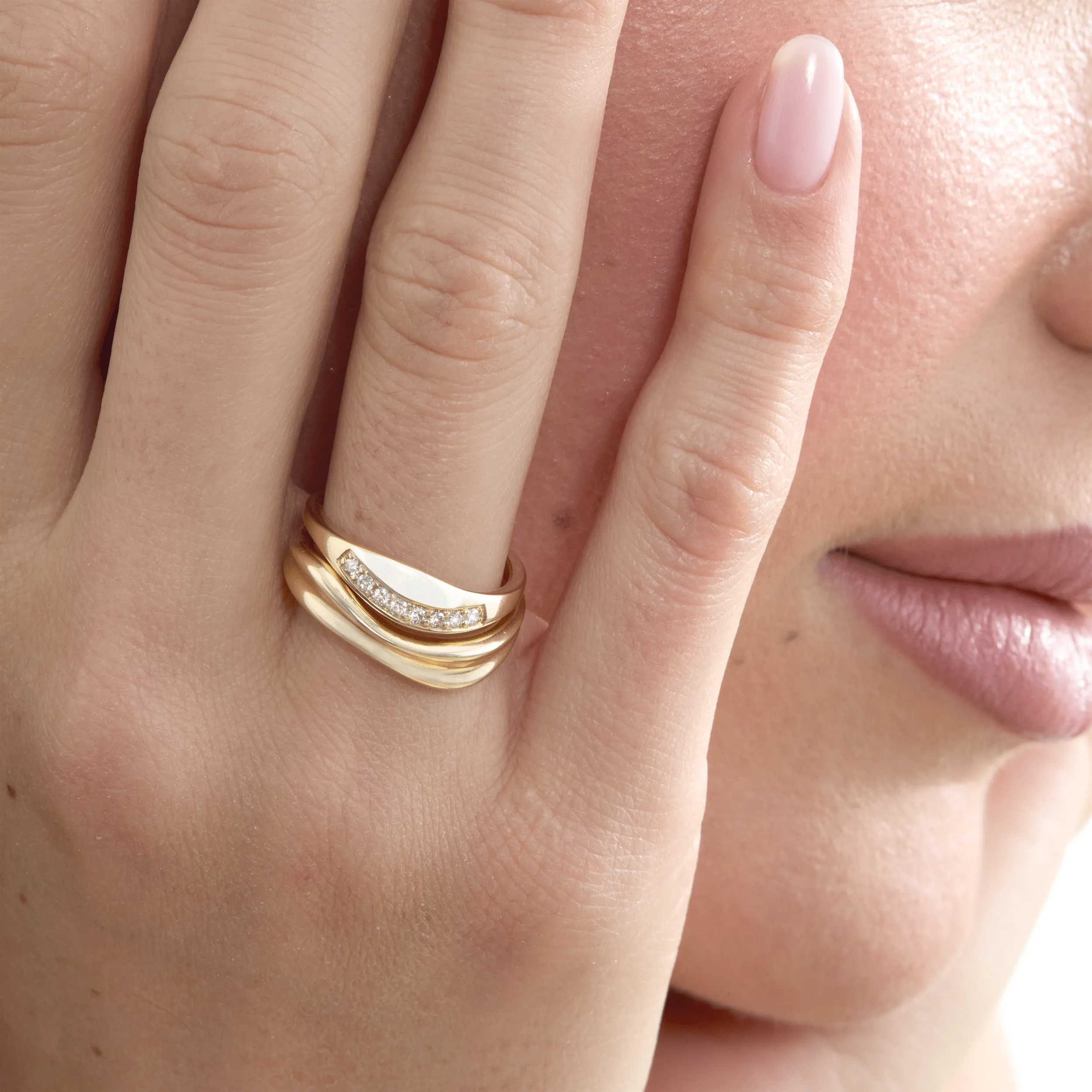 Curved Stacking Diamond Ring Set, Candice SARAHELISE