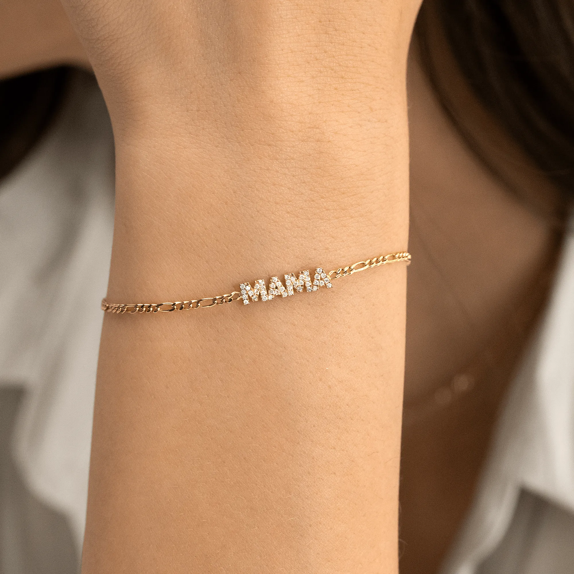 Custom Name Figaro Chain Bracelet, Angelina SARAHELISE