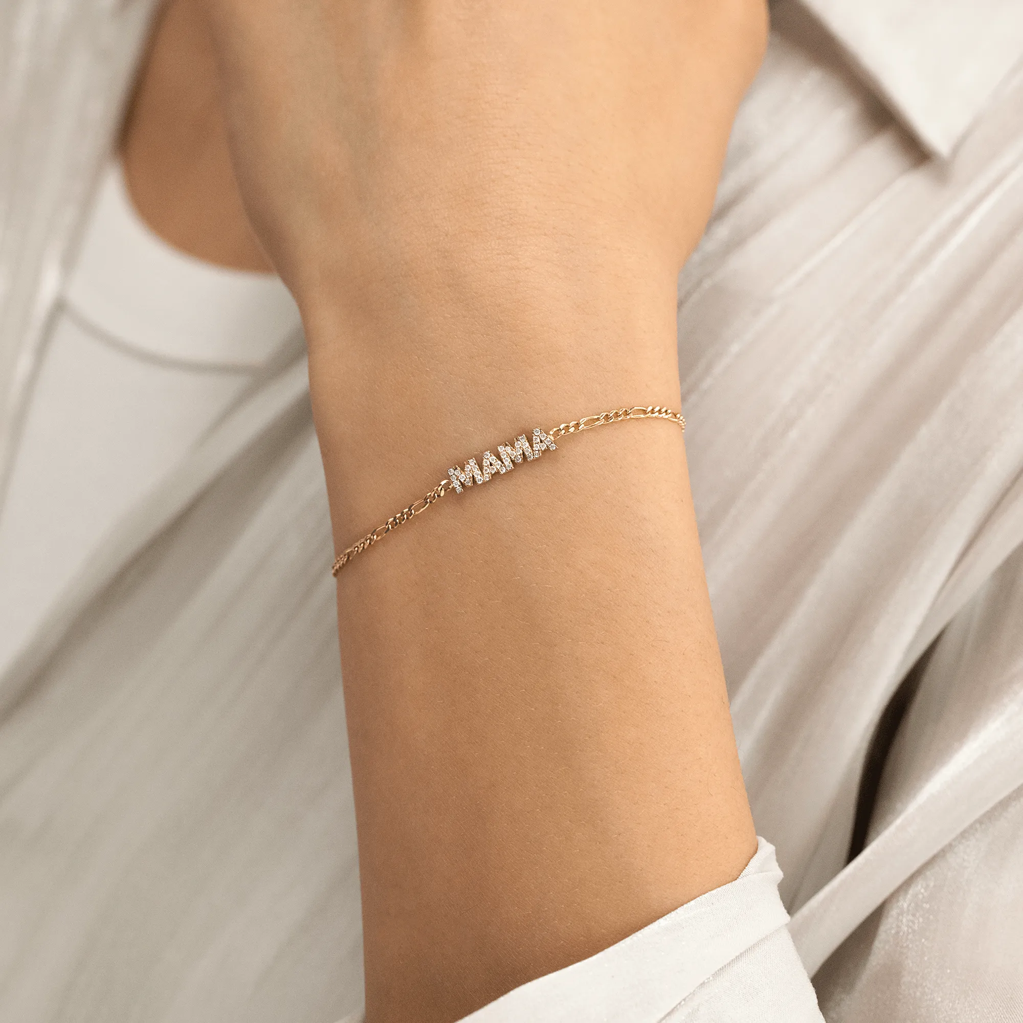 Custom Name Figaro Chain Bracelet, Angelina SARAHELISE