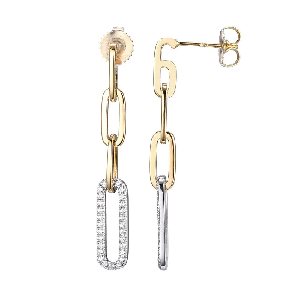 CZ Gold-Plated Silver Paperclip Chain Earrings Croghans