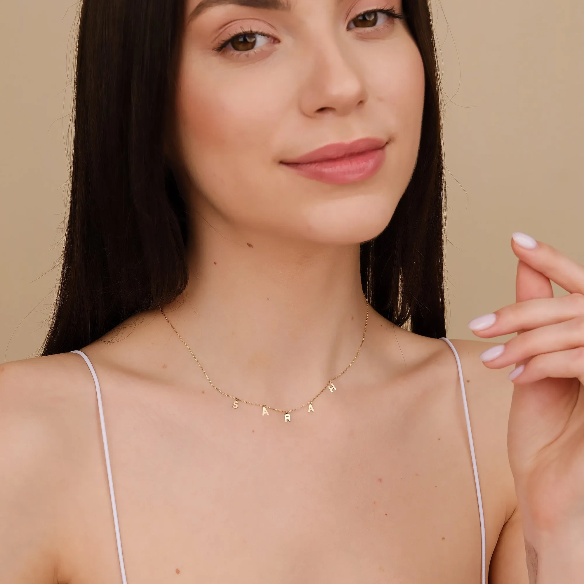 Dainty Dangling Letter Necklace, Shonda SARAHELISE
