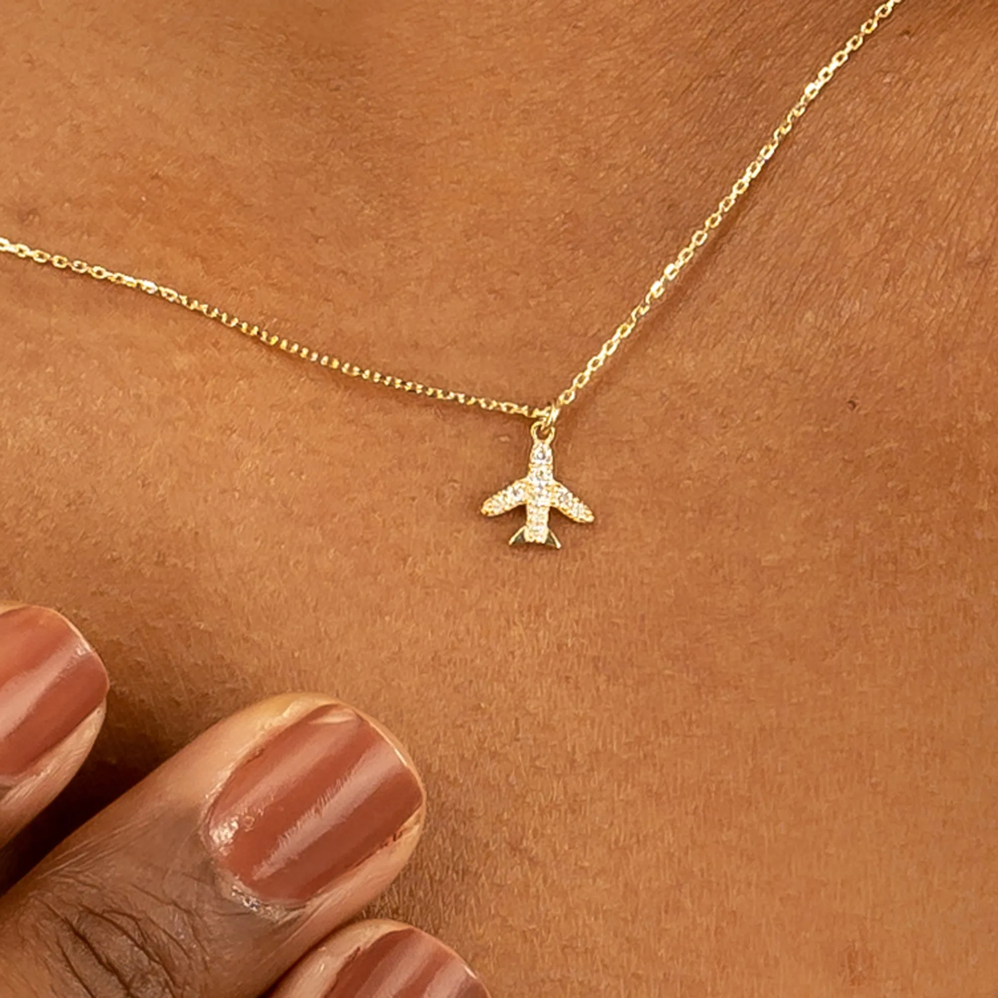 Dainty Diamond Airplane Necklace, Aria SARAHELISE