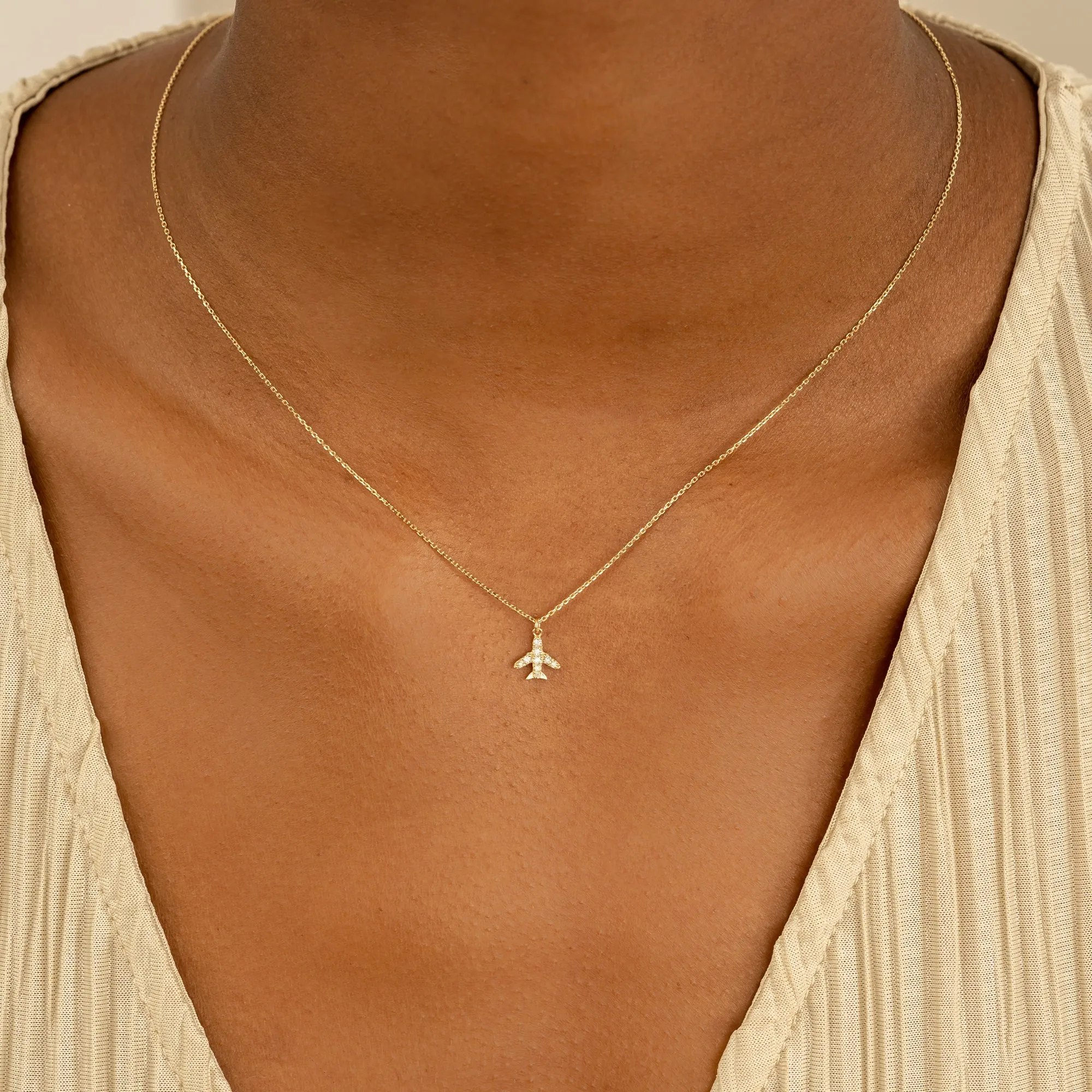 Dainty Diamond Airplane Necklace, Aria SARAHELISE