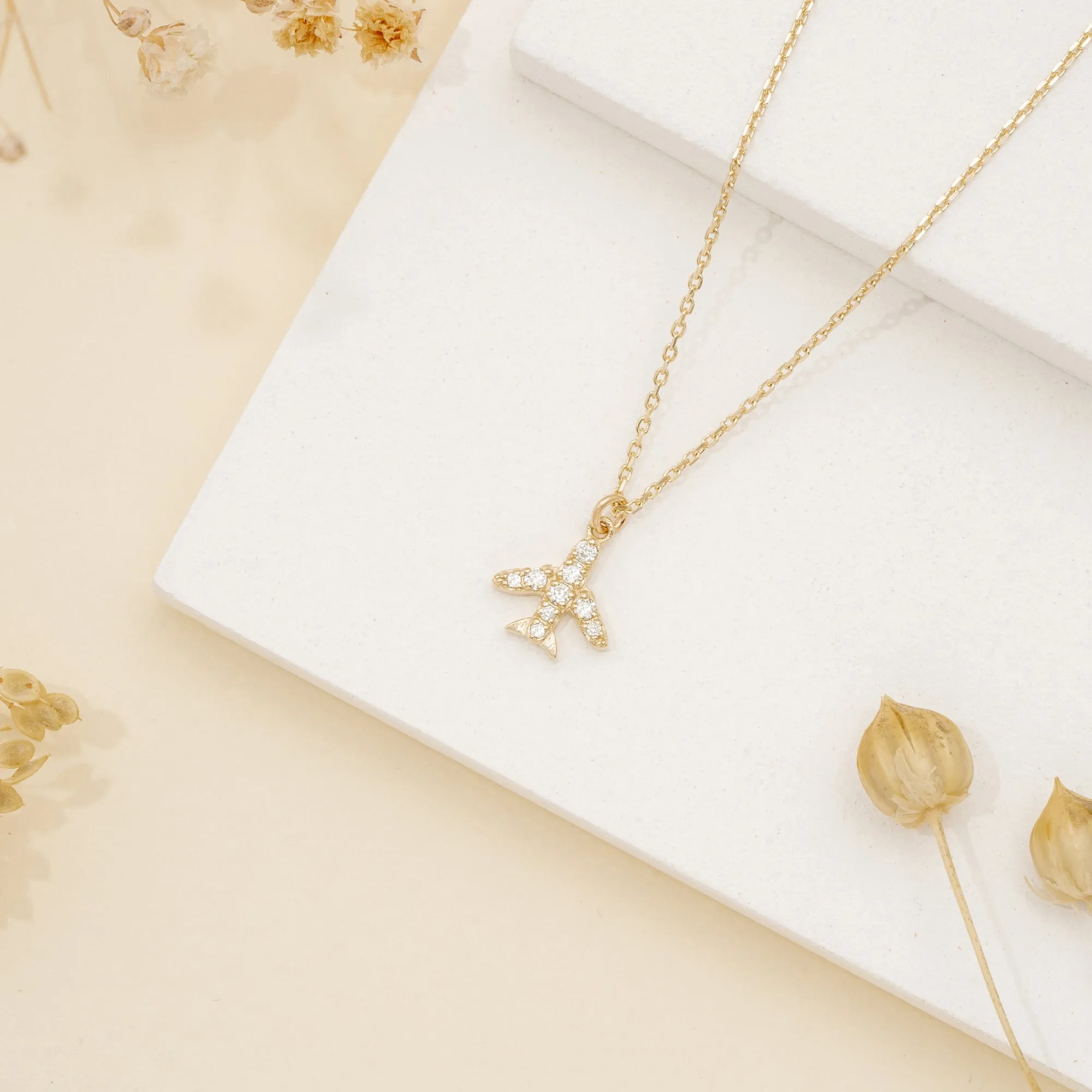 Dainty Diamond Airplane Necklace, Aria SARAHELISE