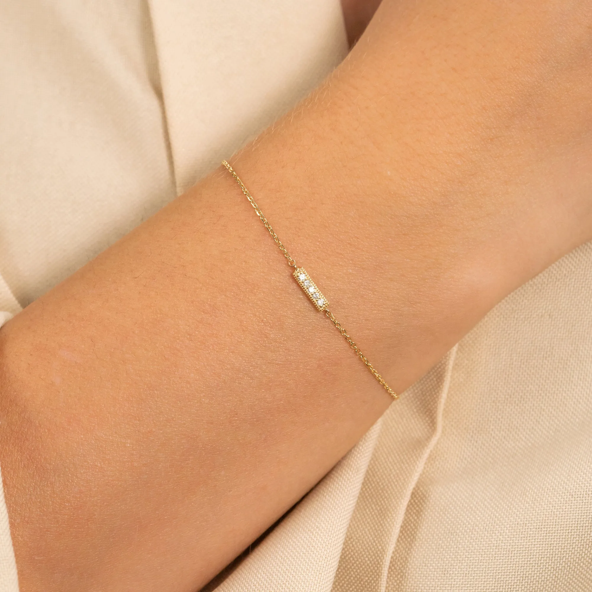 Dainty Diamond Bar Bracelet, Paula SARAHELISE