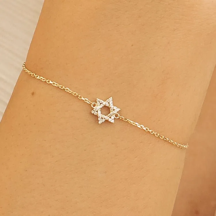 Dainty Diamond Star of David Bracelet, Bia SARAHELISE