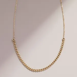 Dainty Gold Cable Chain with Half Cuban Chain, Ezi SARAHELISE