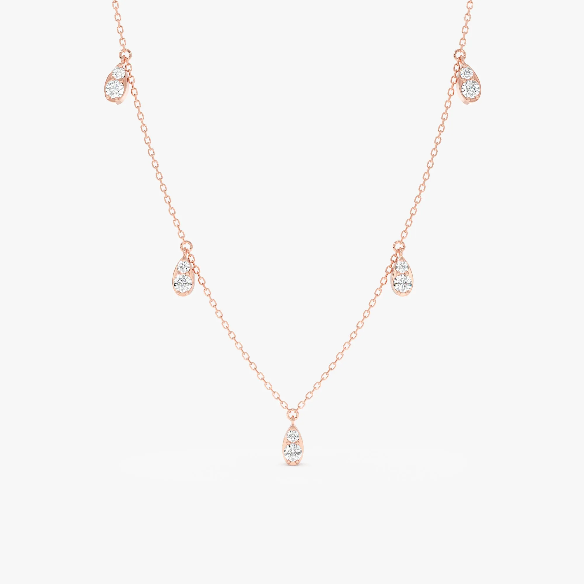 Dainty Gold Necklace with Pear Set Diamonds, Felice SARAHELISE