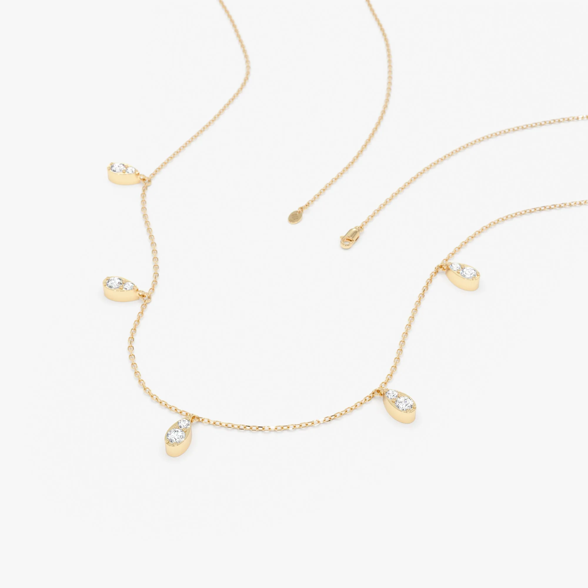 Dainty Gold Necklace with Pear Set Diamonds, Felice SARAHELISE