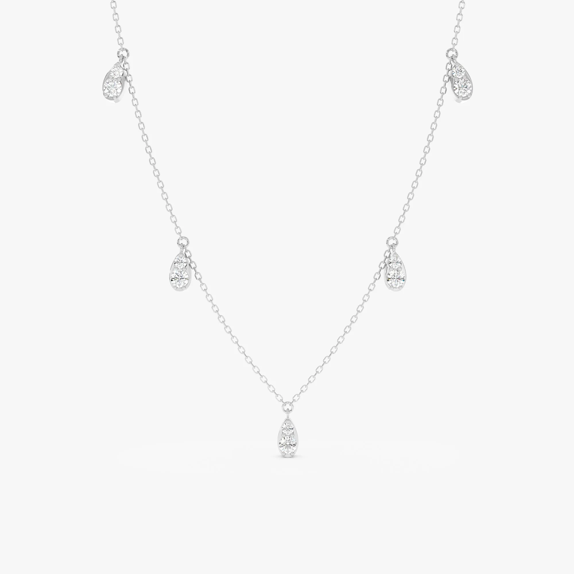 Dainty Gold Necklace with Pear Set Diamonds, Felice SARAHELISE
