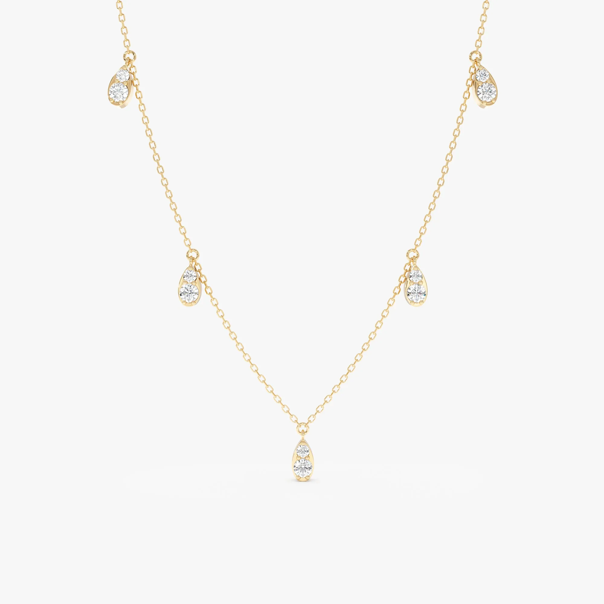 Dainty Gold Necklace with Pear Set Diamonds, Felice SARAHELISE