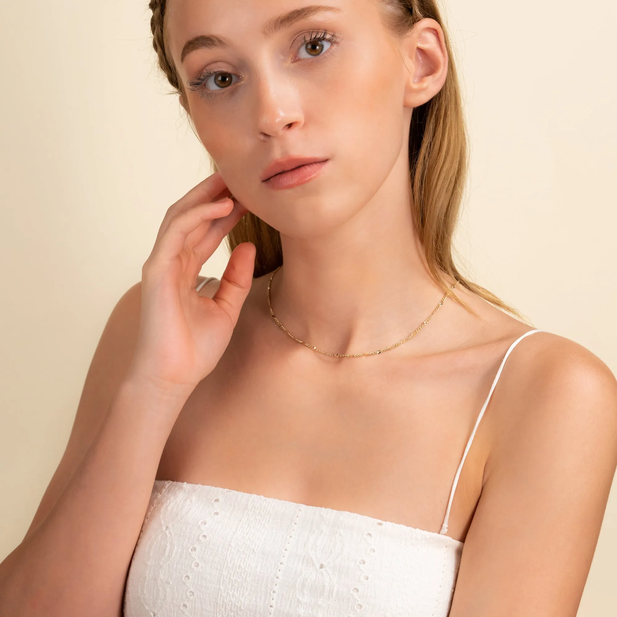 Dainty Mixed Chain Link Necklace, Gloria SARAHELISE
