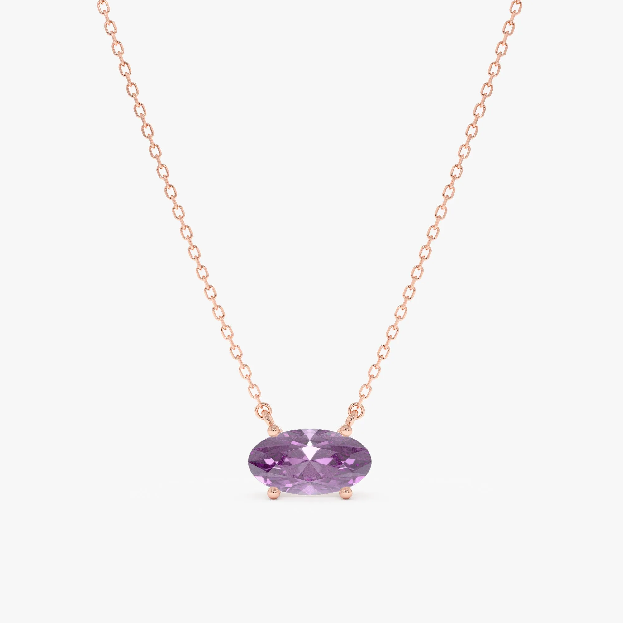 Dainty Oval Amethyst Necklace, Rahaf SARAHELISE