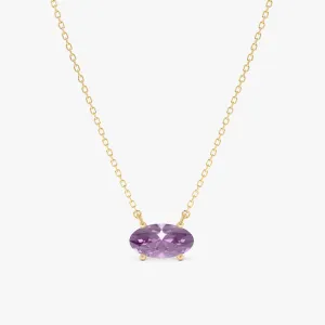 Dainty Oval Amethyst Necklace, Rahaf SARAHELISE