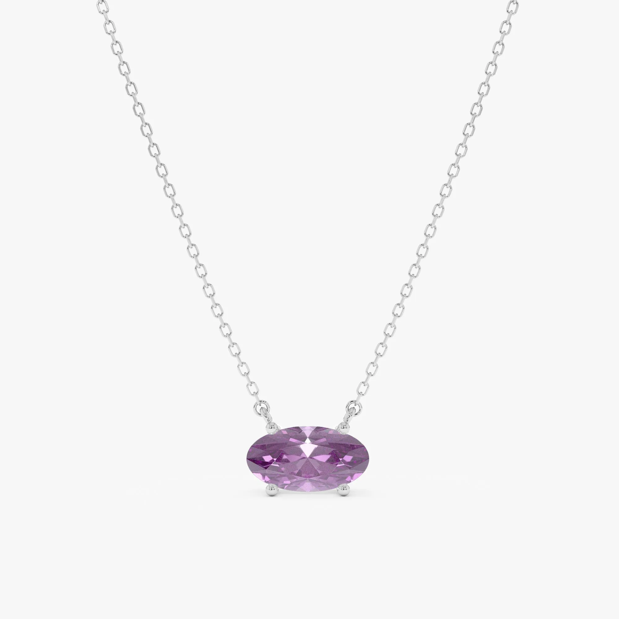 Dainty Oval Amethyst Necklace, Rahaf SARAHELISE