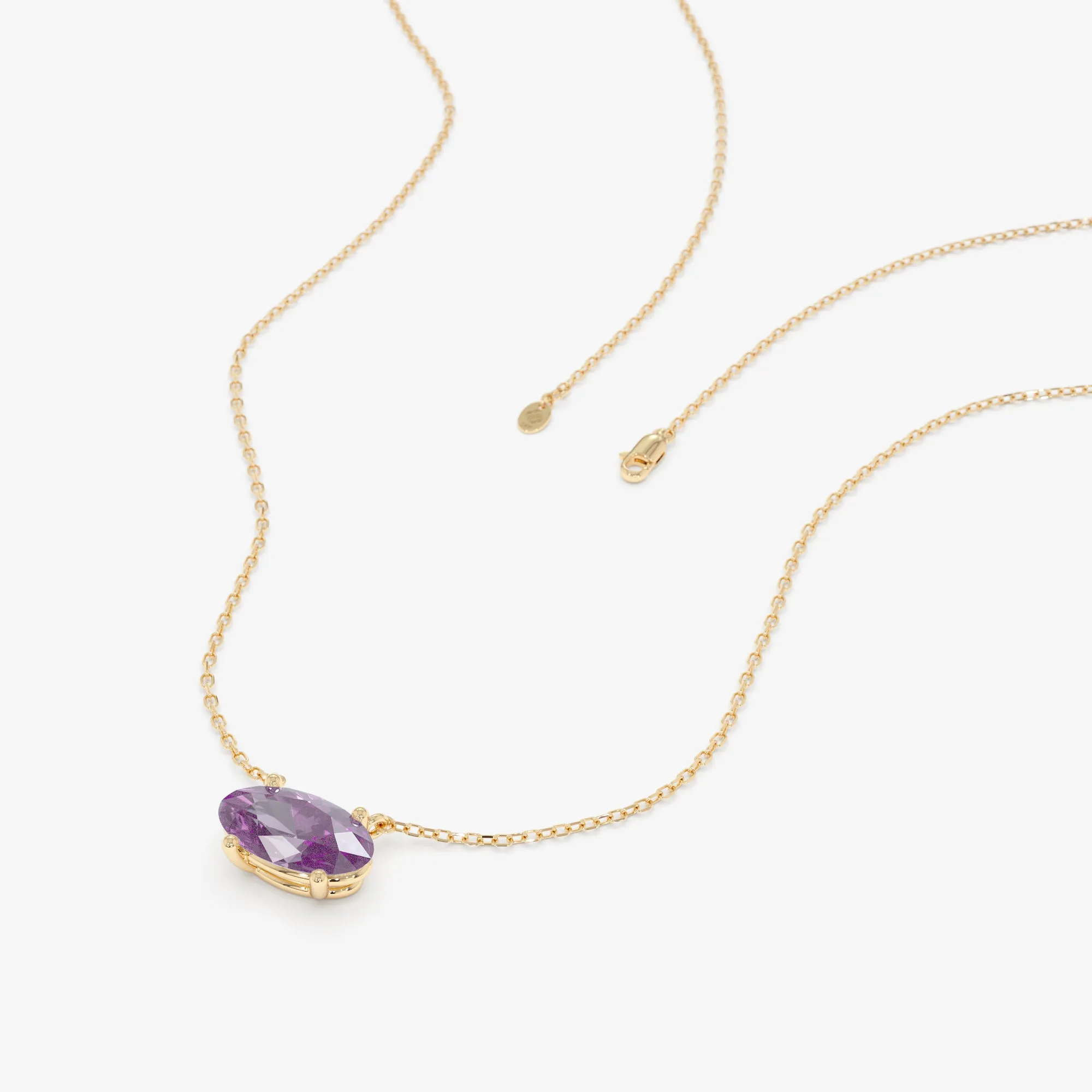 Dainty Oval Amethyst Necklace, Rahaf SARAHELISE