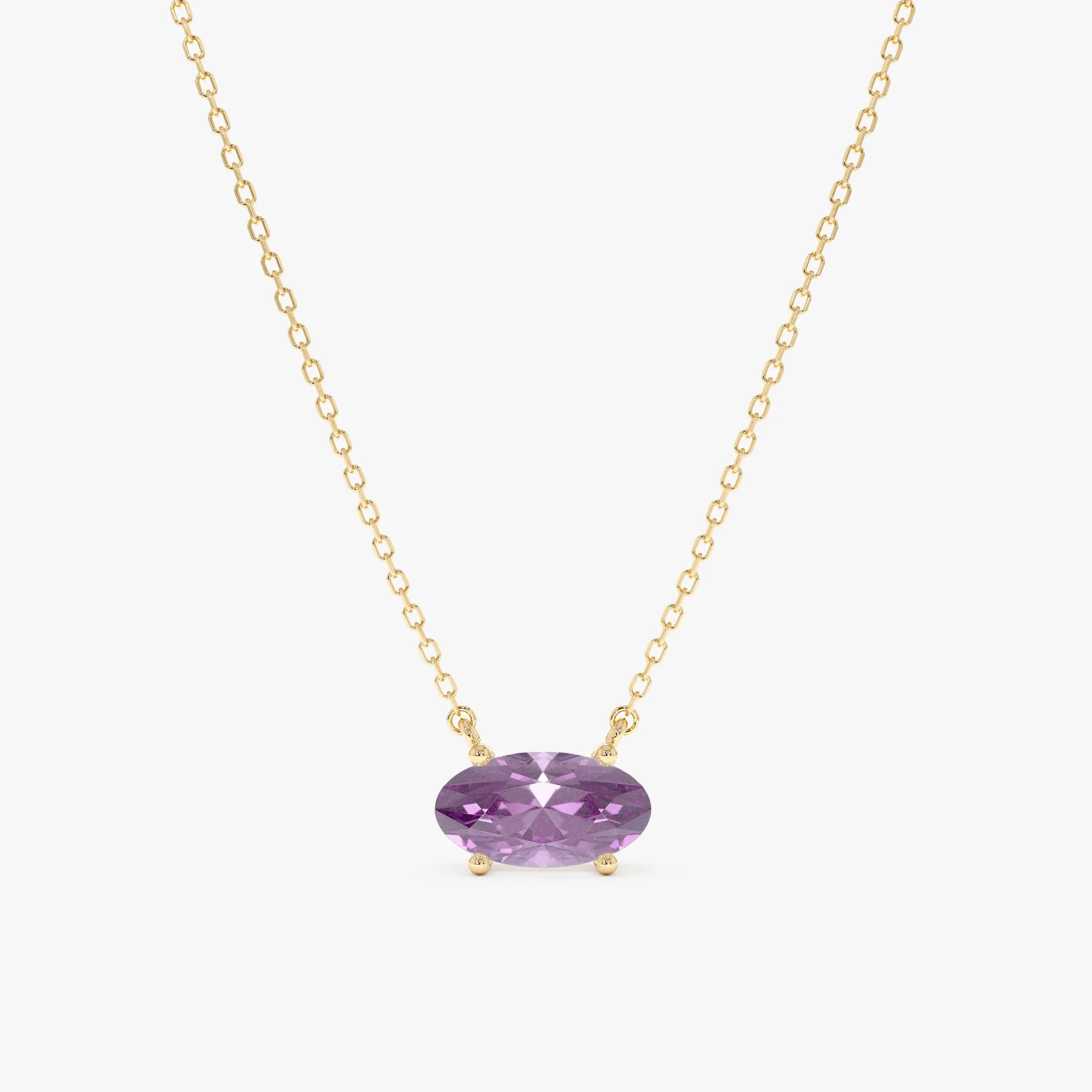 Dainty Oval Amethyst Necklace, Rahaf SARAHELISE