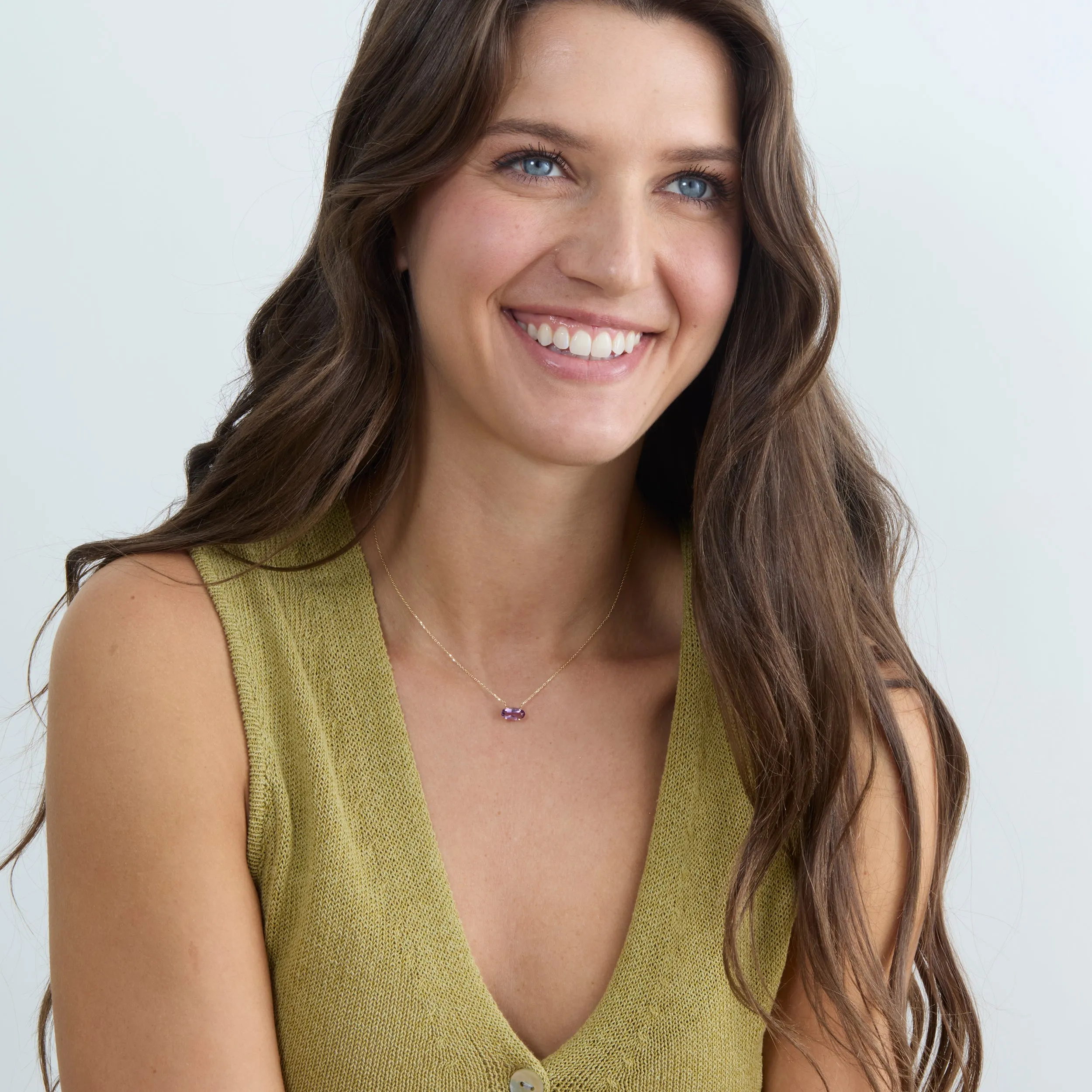 Dainty Oval Amethyst Necklace, Rahaf SARAHELISE